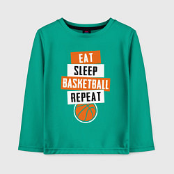 Лонгслив хлопковый детский Eat sleep basketball, цвет: зеленый