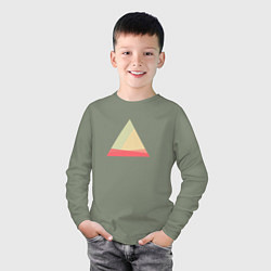 Лонгслив хлопковый детский Абстрактные цветные треугольники, цвет: авокадо — фото 2