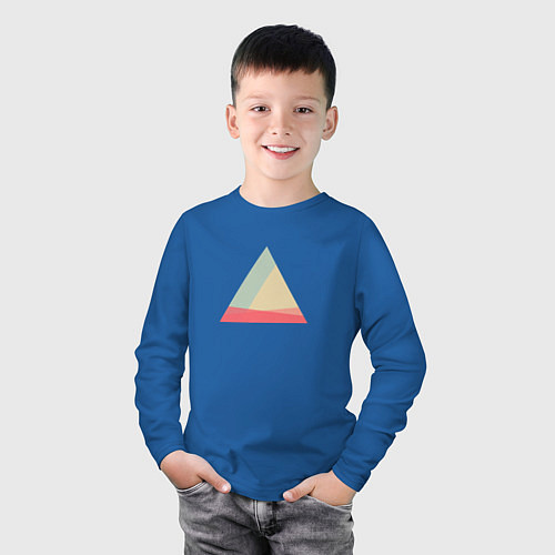 Детский лонгслив Абстрактные цветные треугольники / Синий – фото 3