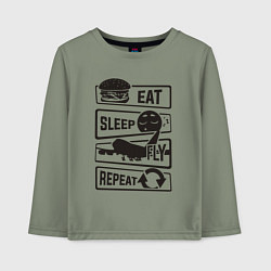 Лонгслив хлопковый детский Есть спать летать, цвет: авокадо