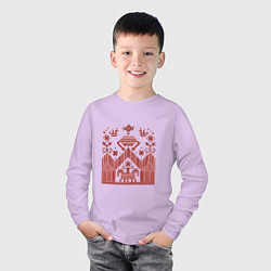 Лонгслив хлопковый детский Красные славянская узоры вышивки, цвет: лаванда — фото 2
