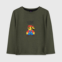 Лонгслив хлопковый детский Super mario bros - i love mario, цвет: меланж-хаки