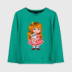 Детский лонгслив Принцесса в розовом платье с котенком