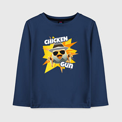 Лонгслив хлопковый детский Чикен Ган - курица, цвет: тёмно-синий