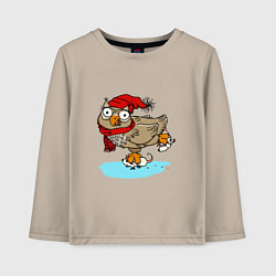 Детский лонгслив Сова на катке