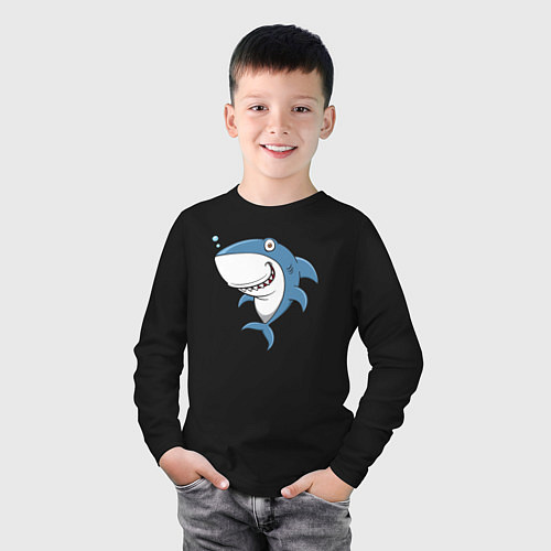Детский лонгслив Cute shark / Черный – фото 3