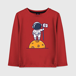 Лонгслив хлопковый детский Космонавтик на луне, цвет: красный