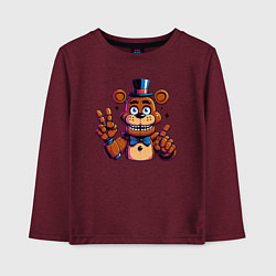 Лонгслив хлопковый детский Медведь Фредди, цвет: меланж-бордовый