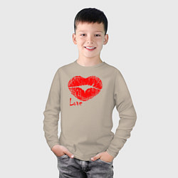 Лонгслив хлопковый детский Lips love, цвет: миндальный — фото 2