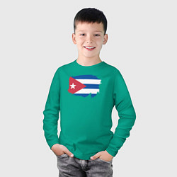 Лонгслив хлопковый детский Флаг Кубы, цвет: зеленый — фото 2