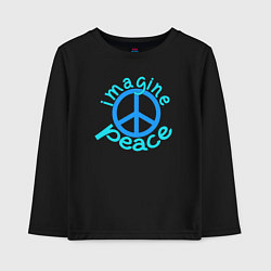 Лонгслив хлопковый детский Imagine peace, цвет: черный