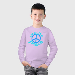 Лонгслив хлопковый детский Imagine peace, цвет: лаванда — фото 2