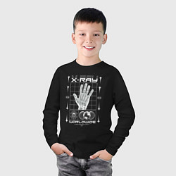 Лонгслив хлопковый детский X-ray streetwear, цвет: черный — фото 2