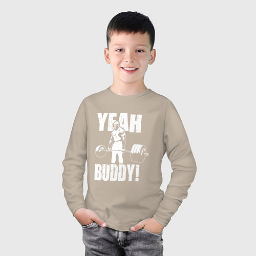 Детский лонгслив Yeah buddy - Ронни Коулман / Миндальный – фото 3