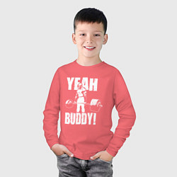 Лонгслив хлопковый детский Yeah buddy - Ронни Коулман, цвет: коралловый — фото 2