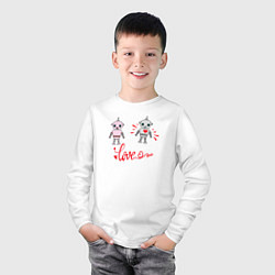 Лонгслив хлопковый детский Влюбленный робот, цвет: белый — фото 2