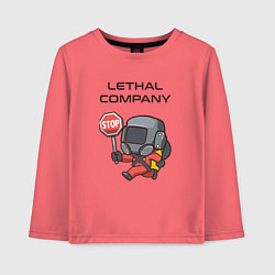 Лонгслив хлопковый детский Lethal company: Stop Please, цвет: коралловый