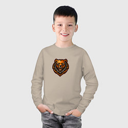 Лонгслив хлопковый детский Векторный медведь, цвет: миндальный — фото 2