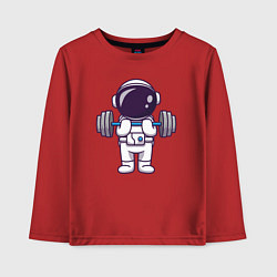 Лонгслив хлопковый детский Космонавт со штангой, цвет: красный