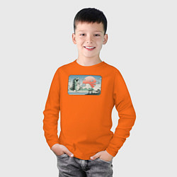 Лонгслив хлопковый детский Монстр горы Фудзи, цвет: оранжевый — фото 2