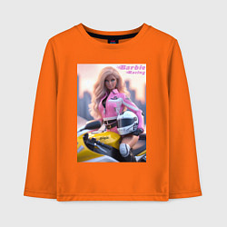 Лонгслив хлопковый детский Barbie racing - ai art, цвет: оранжевый