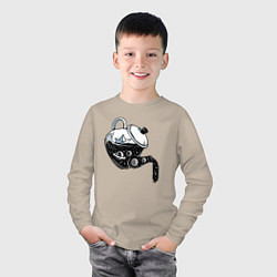 Лонгслив хлопковый детский Космос в чайнике, цвет: миндальный — фото 2