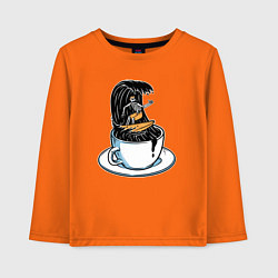 Лонгслив хлопковый детский Кофейный серфер, цвет: оранжевый