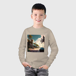 Лонгслив хлопковый детский Солнечный Майами, цвет: миндальный — фото 2