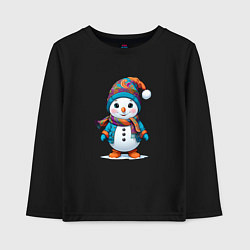 Детский лонгслив Снеговик в шапочке и с шарфом