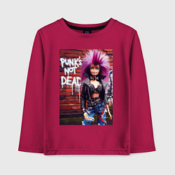 Детский лонгслив Punks not dead - cool Barbie ai art