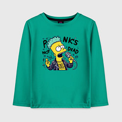 Лонгслив хлопковый детский Bart Simpson - punks not dead, цвет: зеленый
