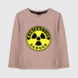 Лонгслив хлопковый детский Danger radiation sign, цвет: пыльно-розовый