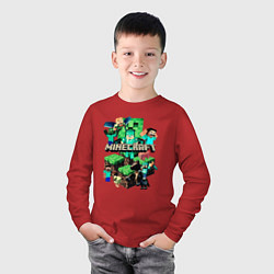 Лонгслив хлопковый детский Персонажи из Minecraft, цвет: красный — фото 2