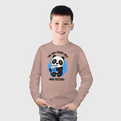 Лонгслив хлопковый детский Панда с молоком, цвет: пыльно-розовый — фото 2