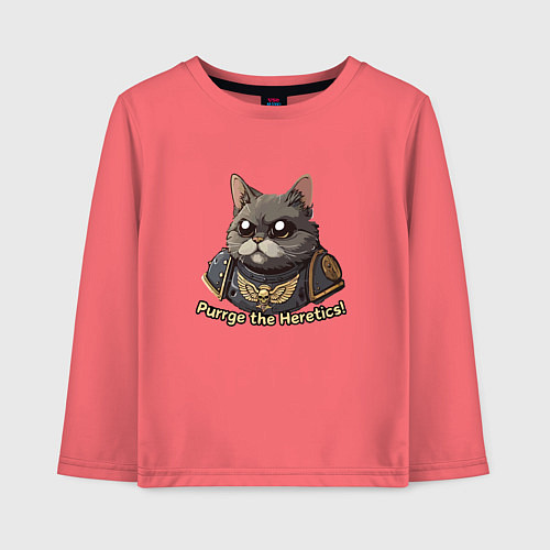 Детский лонгслив Котик еретик / Коралловый – фото 1