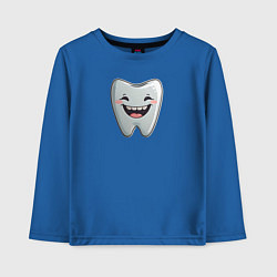 Лонгслив хлопковый детский Улыбающийся зуб, цвет: синий