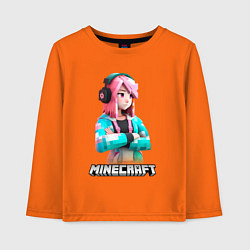 Лонгслив хлопковый детский Minecraft девушка с розовыми волосами, цвет: оранжевый
