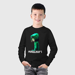 Лонгслив хлопковый детский Minecraft девушка с зелеными волосами, цвет: черный — фото 2