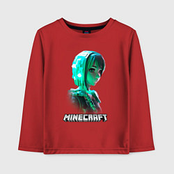 Лонгслив хлопковый детский Minecraft девушка из зеленых кубиков, цвет: красный