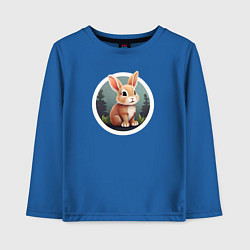 Лонгслив хлопковый детский Маленький пушистый кролик, цвет: синий