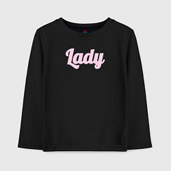 Лонгслив хлопковый детский Lady розовыми буквами, цвет: черный