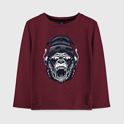 Лонгслив хлопковый детский Music gorilla, цвет: меланж-бордовый