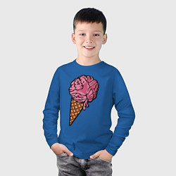 Лонгслив хлопковый детский Brain ice cream, цвет: синий — фото 2