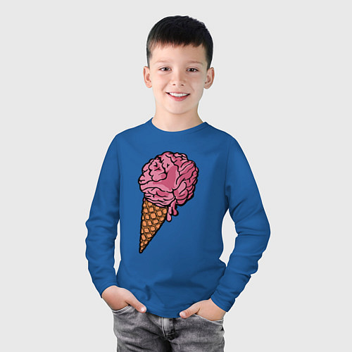 Детский лонгслив Brain ice cream / Синий – фото 3
