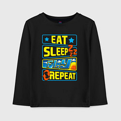 Лонгслив хлопковый детский Eat sleep fly, цвет: черный