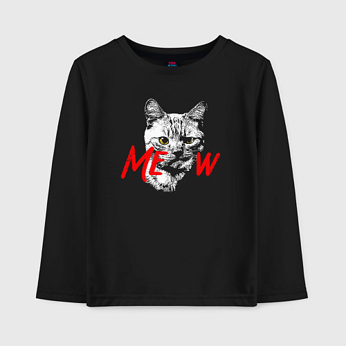 Детский лонгслив Meow kitty / Черный – фото 1