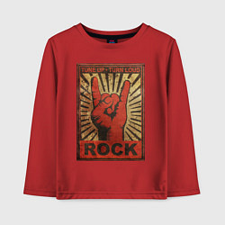 Лонгслив хлопковый детский Rock tune up turn loud жест коза, цвет: красный