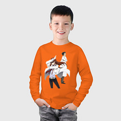Лонгслив хлопковый детский Врата Штейна Ринтаро Курису Макисэ, цвет: оранжевый — фото 2