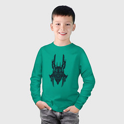 Лонгслив хлопковый детский Черный рыцарь в черном железном шлеме, цвет: зеленый — фото 2
