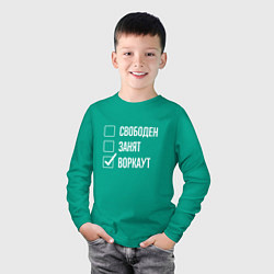 Лонгслив хлопковый детский Свободен занят воркаут, цвет: зеленый — фото 2